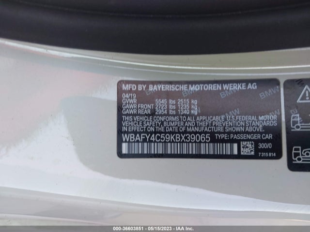 2019 BMW 8 Series, VIN: WBAFY4C59KBX39065