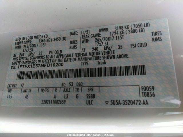 Ford F-150 Xl/xlt/lariat 2021 1FTFX1E57MFD10200 Image 9
