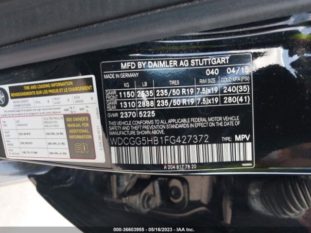 WDCGG5HB1FG427372 Mercedes-Benz GLK 350