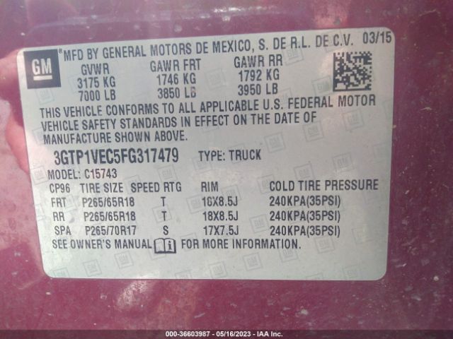 3GTP1VEC5FG317479 GMC Sierra 1500 Slt