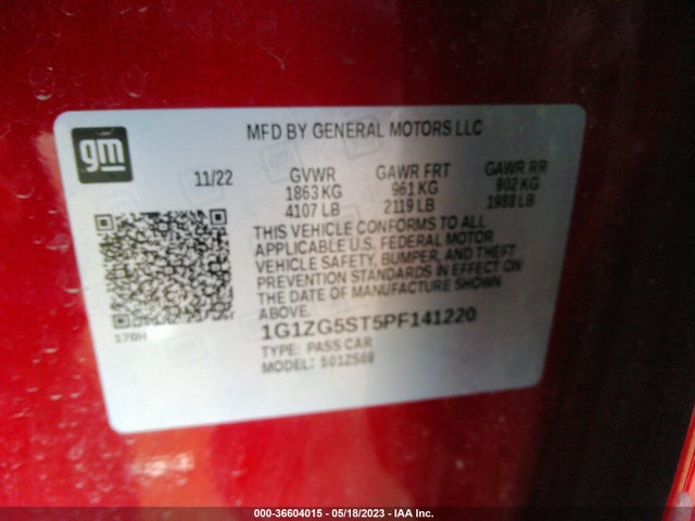 Chevrolet MALIBU RS 2023 1G1ZG5ST5PF141220 Image 9