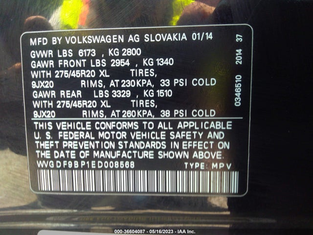 WVGDF9BP1ED008568 Volkswagen Touareg R-line