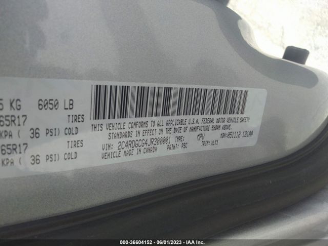 2C4RDGCG4JR300001 Dodge Grand Caravan Sxt