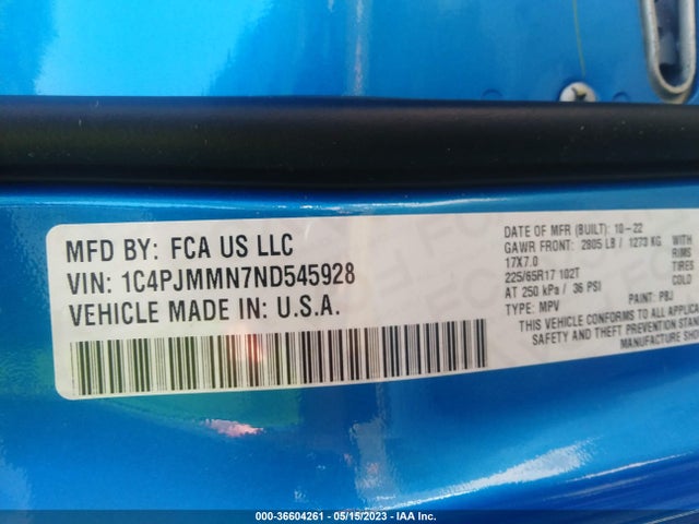 1C4PJMMN7ND545928 Jeep Cherokee Latitude Lux