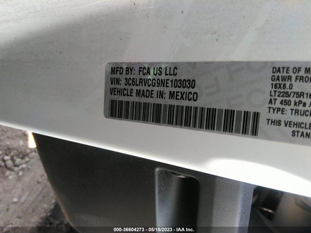 3C6LRVCG9NE103030 RAM Promaster Cargo Van