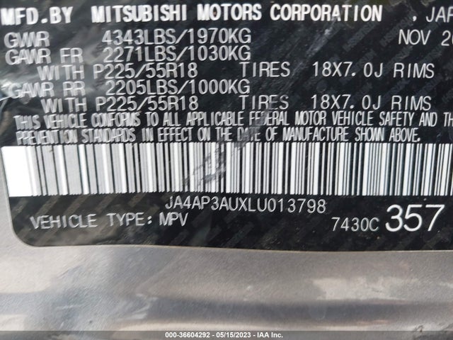 JA4AP3AUXLU013798 Mitsubishi Outlander Sport Es 2.0/sp 2.0