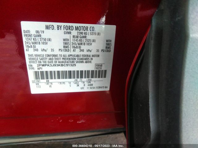 2FMPK3J93KBC51325 Ford EDGE SEL