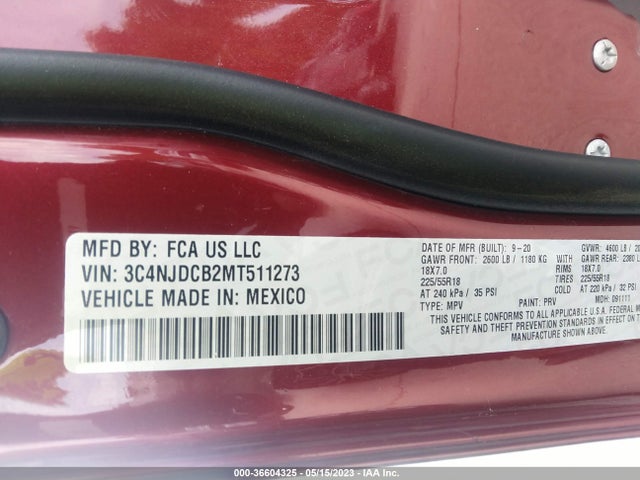 Jeep Compass Limited 2021 3C4NJDCB2MT511273 Image 9