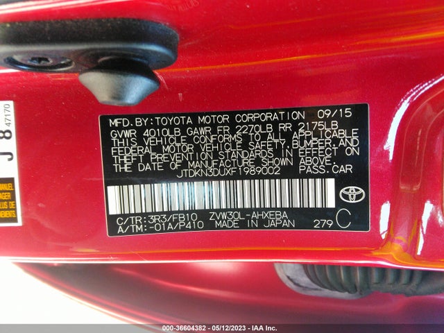 Toyota Prius Four 2015 JTDKN3DUXF1989002 Image 9