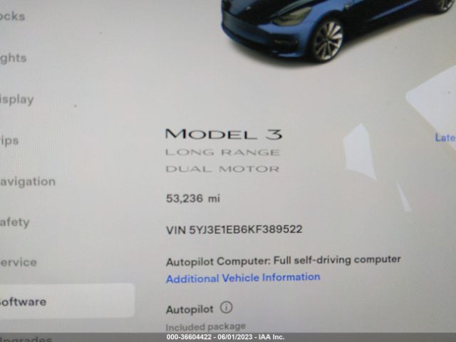 5YJ3E1EB6KF389522 Tesla Model 3 Long Range