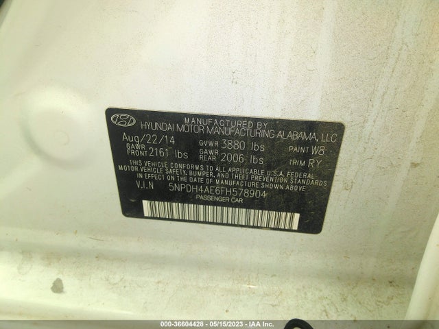 Hyundai Elantra Limited 2015 5NPDH4AE6FH578904 Image 10