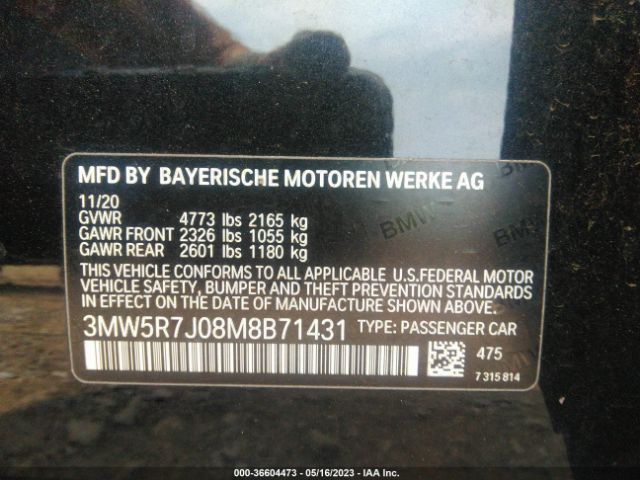 3MW5R7J08M8B71431 BMW 3 Series 330i Xdrive