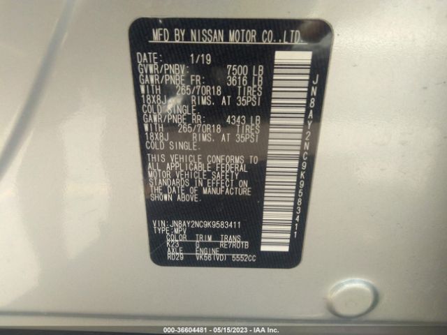 JN8AY2NC9K9583411 Nissan ARMADA SV