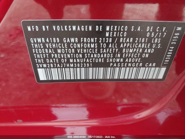 3VW2B7AJ7HM382391 Volkswagen Jetta 1.4t S