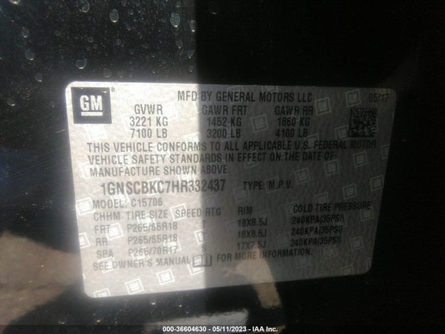 Chevrolet Tahoe Lt 2017 1GNSCBKC7HR332437 Image 10