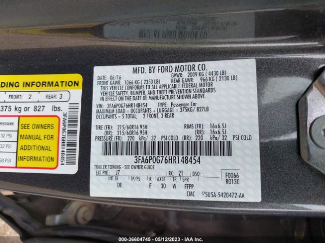 3FA6P0G76HR148454 Ford FUSION S