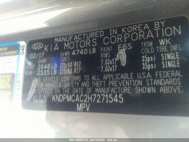 KNDPMCAC2H7271545 KIA Sportage Lx