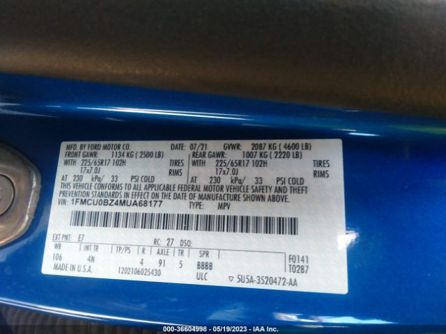 1FMCU0BZ4MUA68177 Ford Escape Se Hybrid