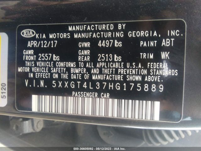 5XXGT4L37HG175889 KIA Optima Lx
