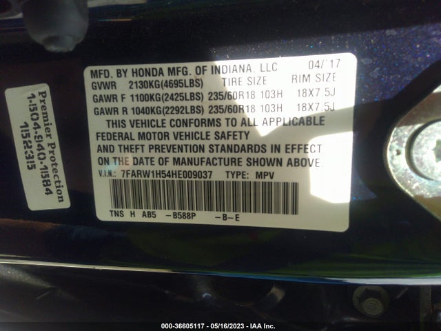 Honda CR-V EX 2017 7FARW1H54HE009037 Image 9
