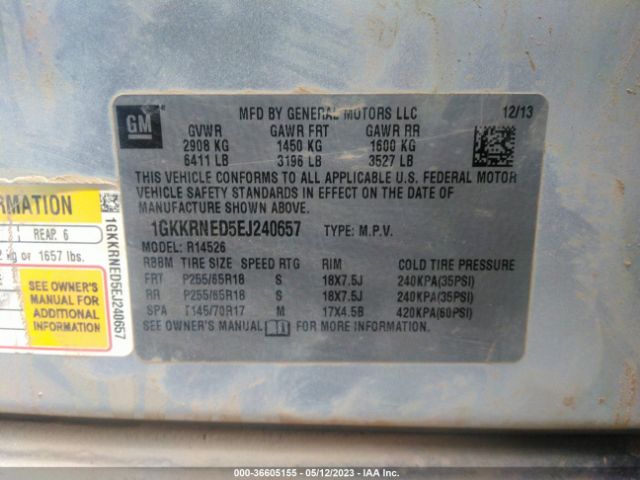 1GKKRNED5EJ240657 GMC ACADIA SLE