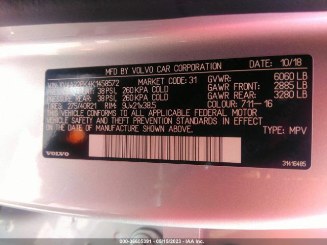 YV4A22PK4K1458572 Volvo Xc90 Momentum