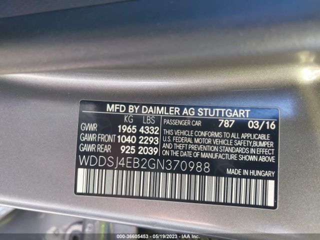 WDDSJ4EB2GN370988 Mercedes-Benz Cla Cla 250