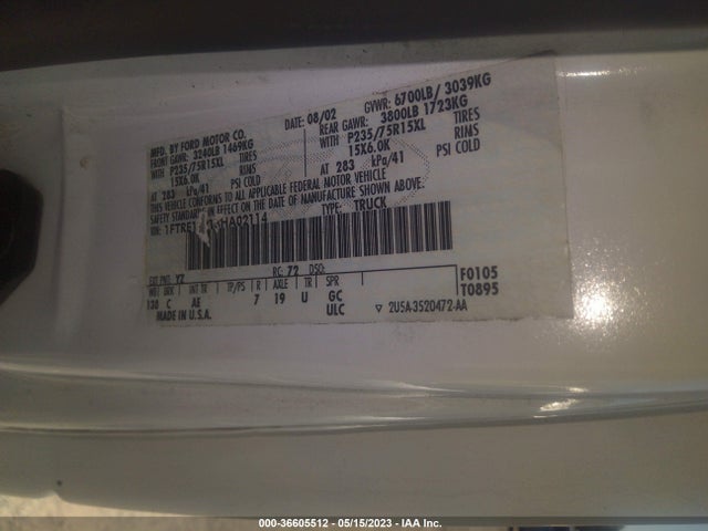 2003 FORD ECONOLINE CARGO VAN VIN: 1FTRE14213HA02114