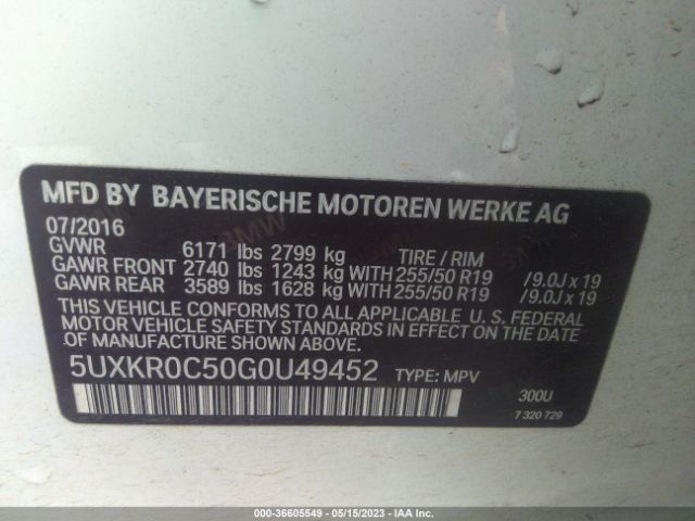 5UXKR0C50G0U49452 BMW X5 Xdrive35i
