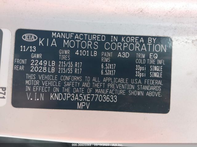 KNDJP3A5XE7703633 KIA SOUL +
