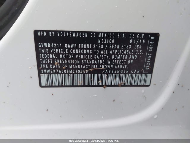 3VW2K7AJ0FM279259 Volkswagen Jetta Sedan 2.0l S W/technology