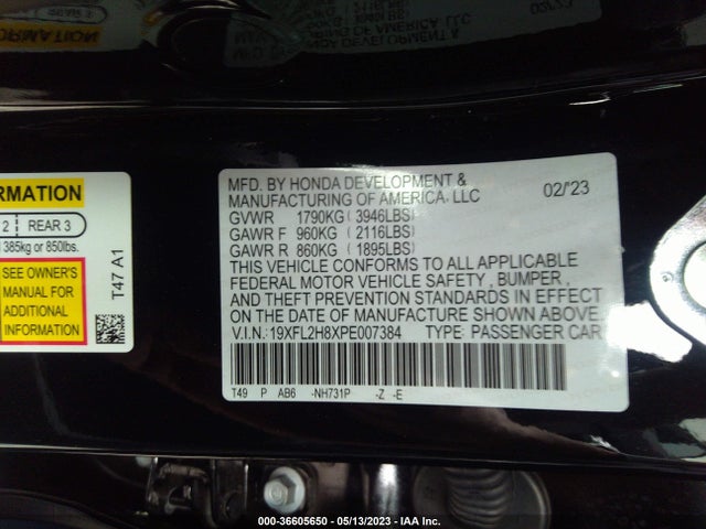 Honda Civic Hatchback Sport 2023 19XFL2H8XPE007384 Image 10