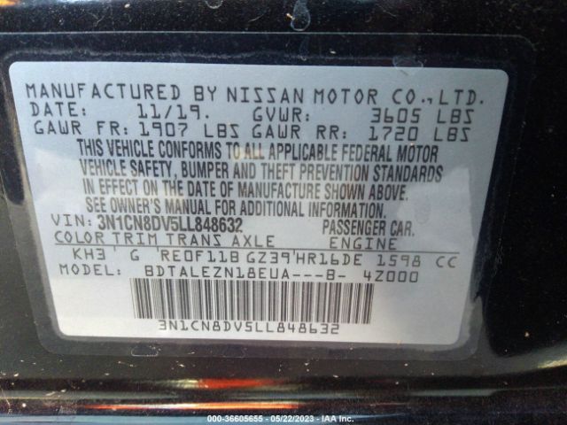3N1CN8DV5LL848632 Nissan VERSA S