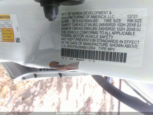 5FNYF5H26NB012554 Honda Pilot Special Edition