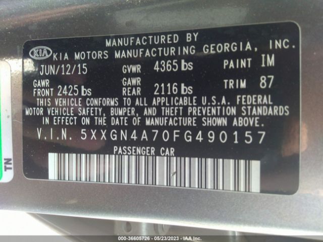 5XXGN4A70FG490157 KIA OPTIMA EX
