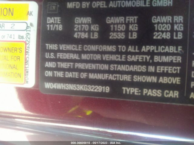 W04WH3N53KG322919 Buick Cascada Premium