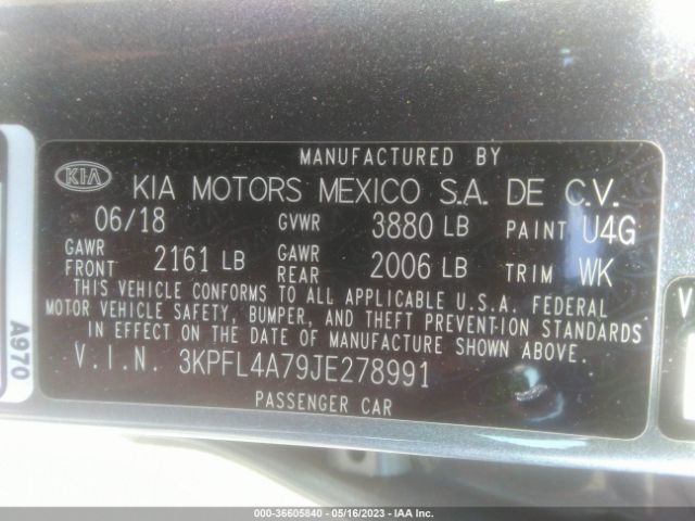 3KPFL4A79JE278991 KIA FORTE S