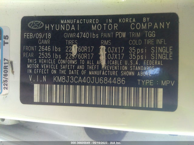Hyundai TUCSON SEL 2018 KM8J3CA40JU684486 Image 9