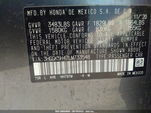 Honda FIT LX 2020 3HGGK5H47LM733548 Image 10