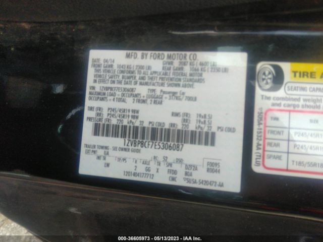 1ZVBP8CF7E5306087 Ford MUSTANG GT