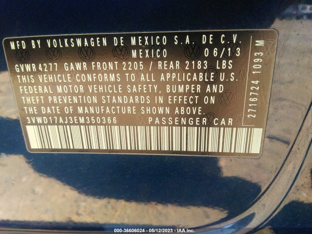 3VWD17AJ3EM350366 Volkswagen Jetta Sedan Se