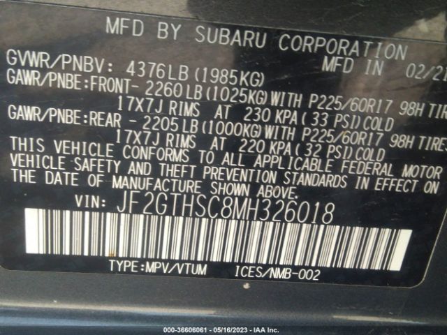 JF2GTHSC8MH326018 Subaru Crosstrek Sport