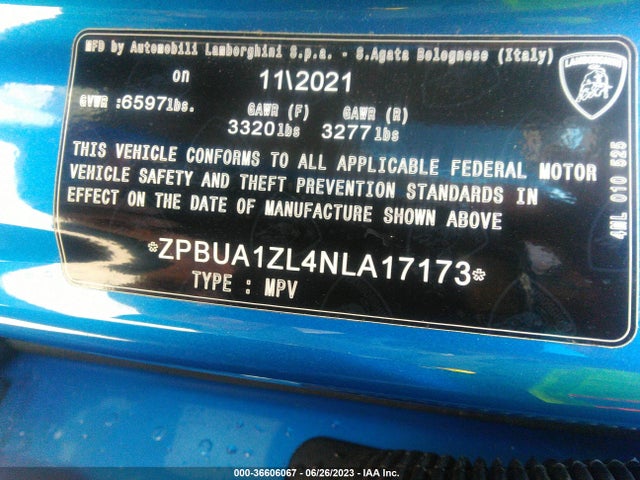 2022 Lamborghini URUS, VIN: ZPBUA1ZL4NLA17173