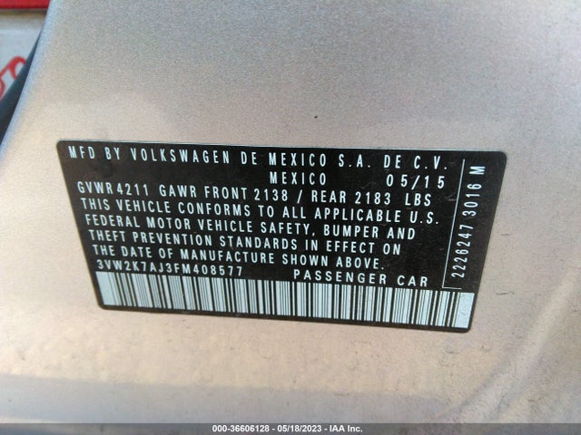 3VW2K7AJ3FM408577 Volkswagen Jetta Sedan 2.0l S W/technology