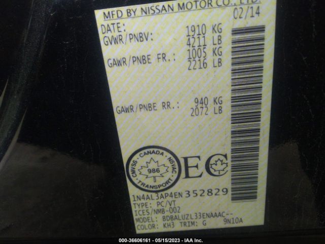 1N4AL3AP4EN352829 Nissan ALTIMA 2.5