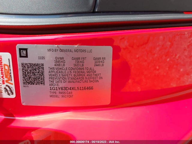 Chevrolet Corvette 1lt 2020 1G1Y63D4XL5116466 Image 10