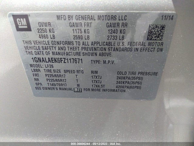 Chevrolet EQUINOX LS 2015 1GNALAEK6FZ117671 Image 10