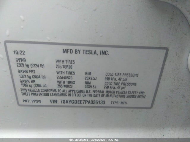 Tesla Model Y Long Range 2023 7SAYGDEE7PA026133 Image 9