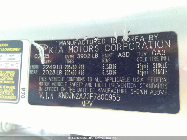 KNDJN2A23F7800955 KIA Soul Base