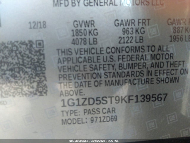 Chevrolet MALIBU LT 2019 1G1ZD5ST9KF139567 Image 11